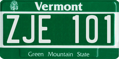 VT license plate ZJE101