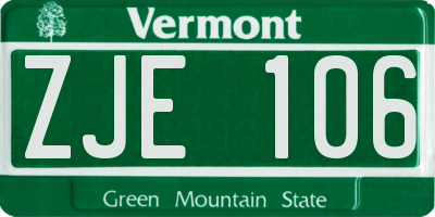 VT license plate ZJE106