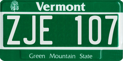 VT license plate ZJE107