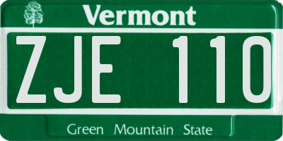 VT license plate ZJE110