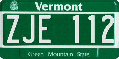 VT license plate ZJE112