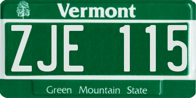 VT license plate ZJE115