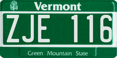 VT license plate ZJE116