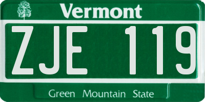 VT license plate ZJE119