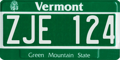 VT license plate ZJE124