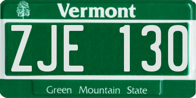 VT license plate ZJE130