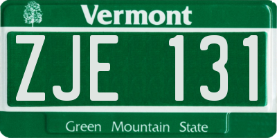 VT license plate ZJE131