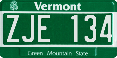 VT license plate ZJE134