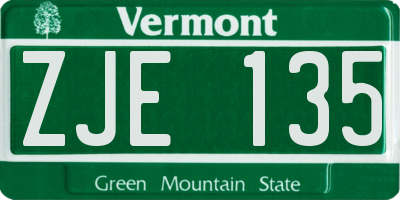 VT license plate ZJE135