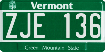 VT license plate ZJE136