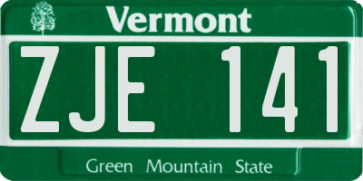VT license plate ZJE141