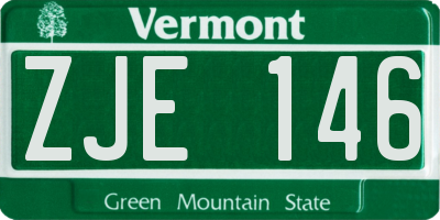 VT license plate ZJE146