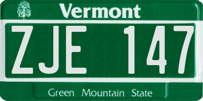 VT license plate ZJE147