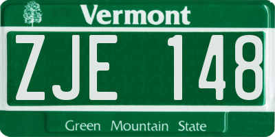 VT license plate ZJE148