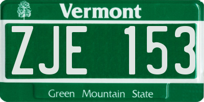 VT license plate ZJE153
