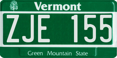 VT license plate ZJE155