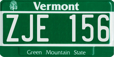 VT license plate ZJE156