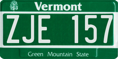 VT license plate ZJE157