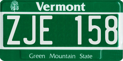 VT license plate ZJE158