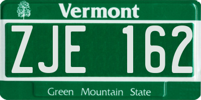 VT license plate ZJE162