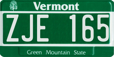 VT license plate ZJE165