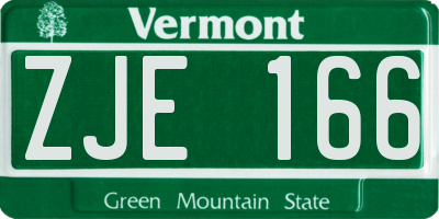 VT license plate ZJE166