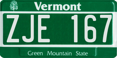 VT license plate ZJE167