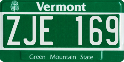 VT license plate ZJE169