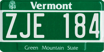 VT license plate ZJE184
