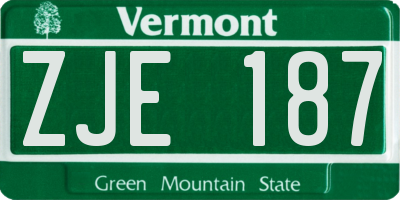 VT license plate ZJE187