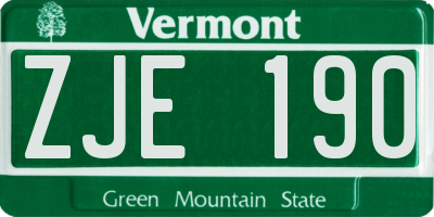 VT license plate ZJE190