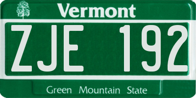 VT license plate ZJE192