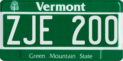 VT license plate ZJE200