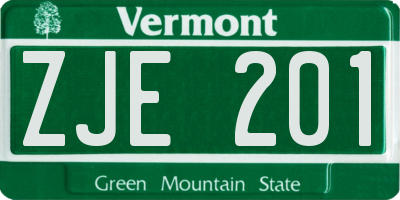 VT license plate ZJE201