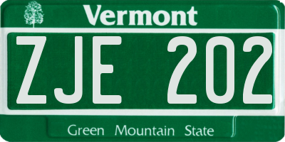 VT license plate ZJE202