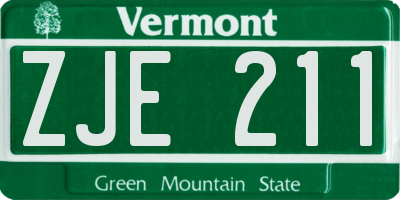 VT license plate ZJE211