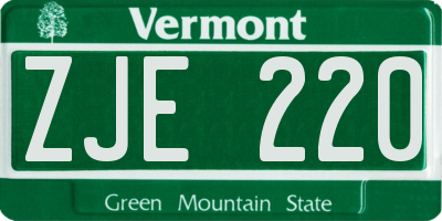 VT license plate ZJE220