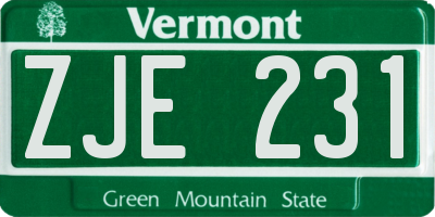 VT license plate ZJE231