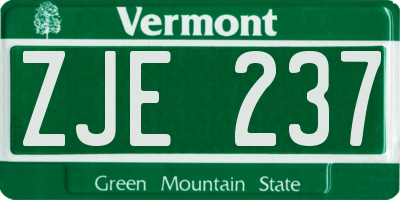 VT license plate ZJE237