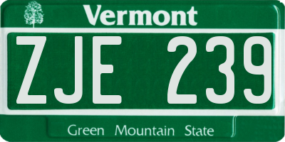 VT license plate ZJE239
