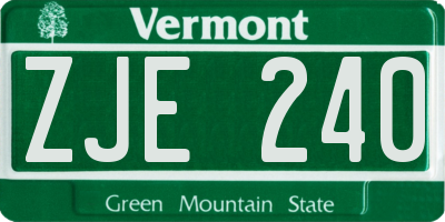 VT license plate ZJE240