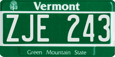 VT license plate ZJE243