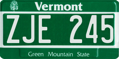 VT license plate ZJE245