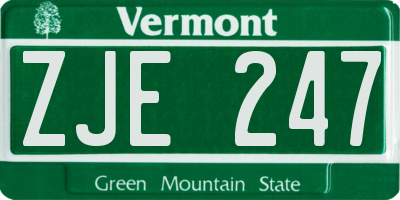 VT license plate ZJE247