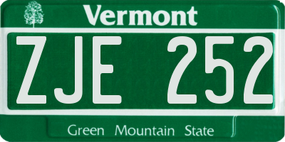 VT license plate ZJE252
