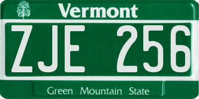 VT license plate ZJE256