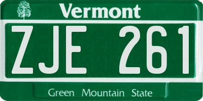 VT license plate ZJE261