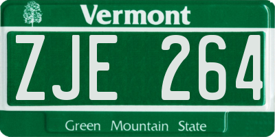 VT license plate ZJE264