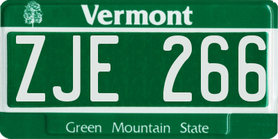 VT license plate ZJE266