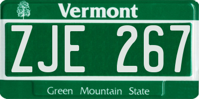 VT license plate ZJE267
